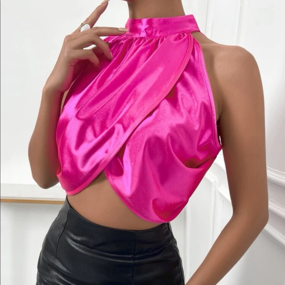 NWOT Pink Satin Top